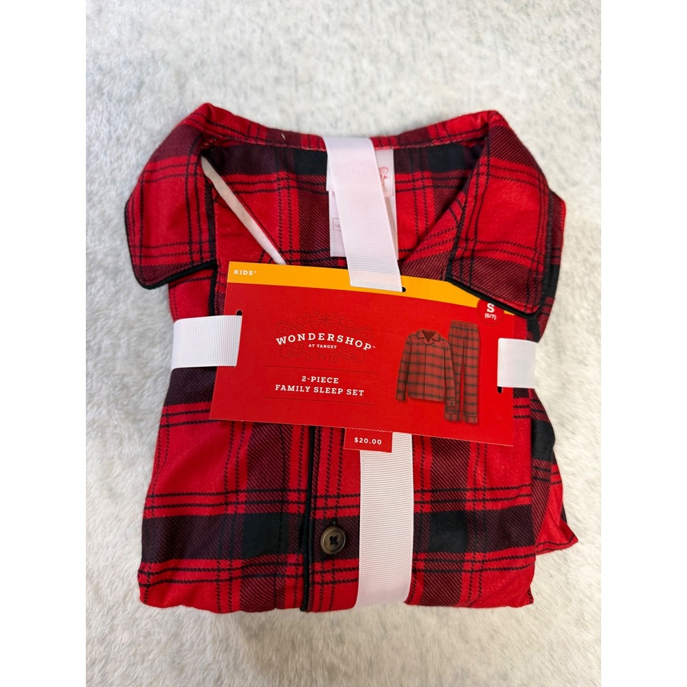 Wondershop Target Kids Red Black Plaid 2-Piece Pajama Set Family Sleep S 6/7 NWT
